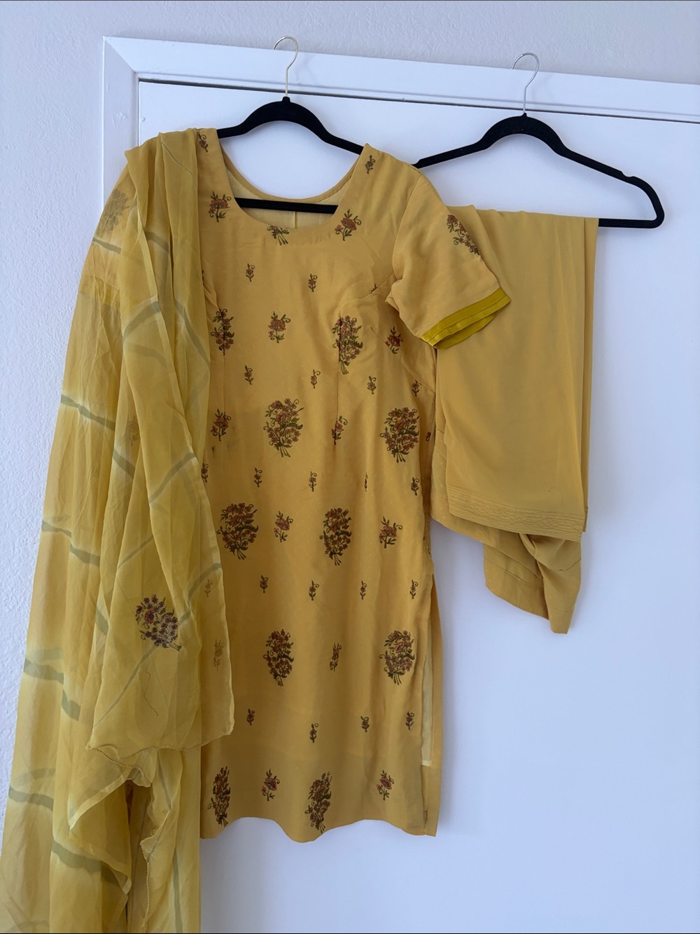 Mustard Floral Women's Salwar Kameez Set